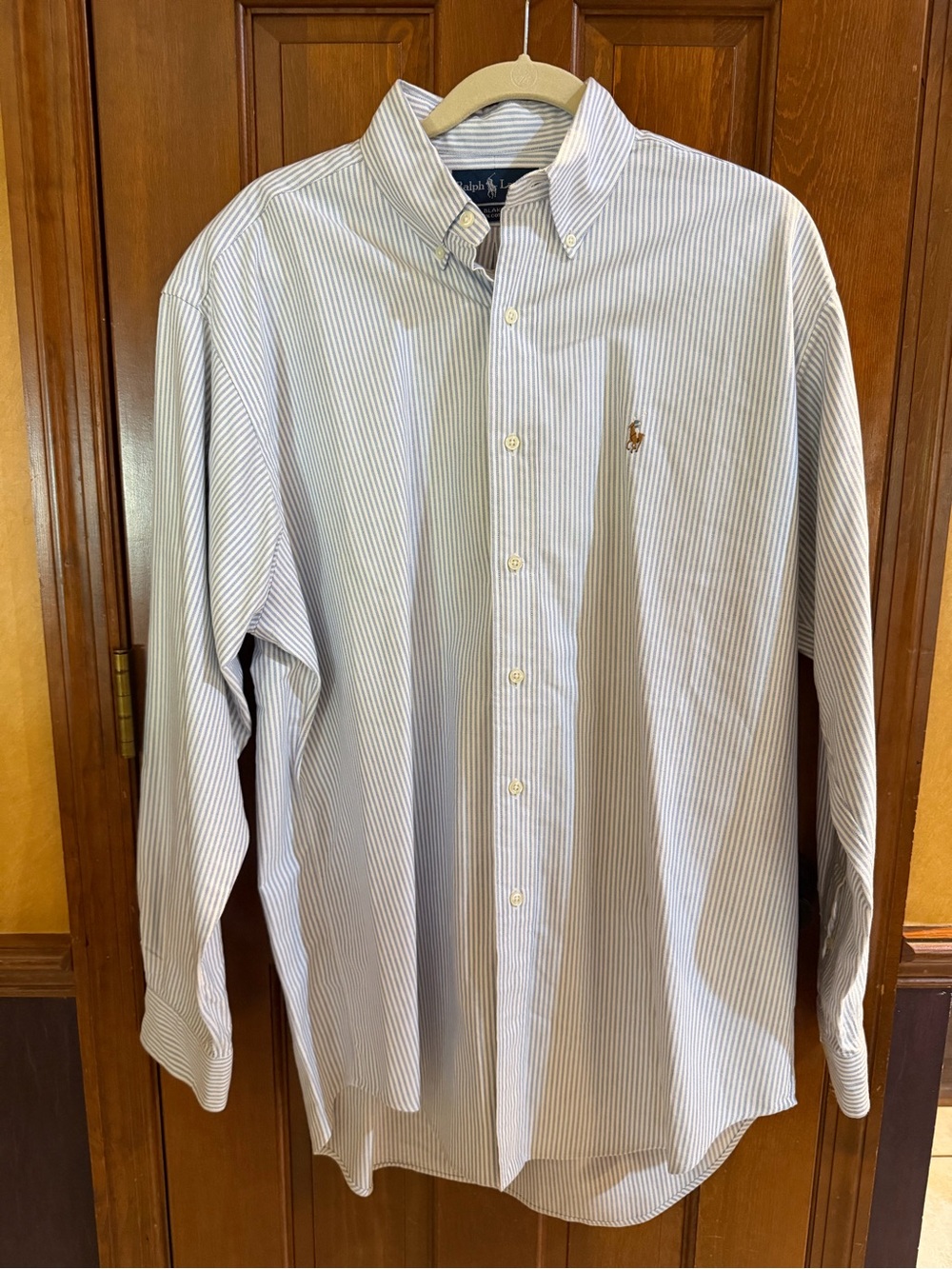 Vintage Ralph Lauren Blake Shirt Mens Medium Blue White Striped Oxford 90s M